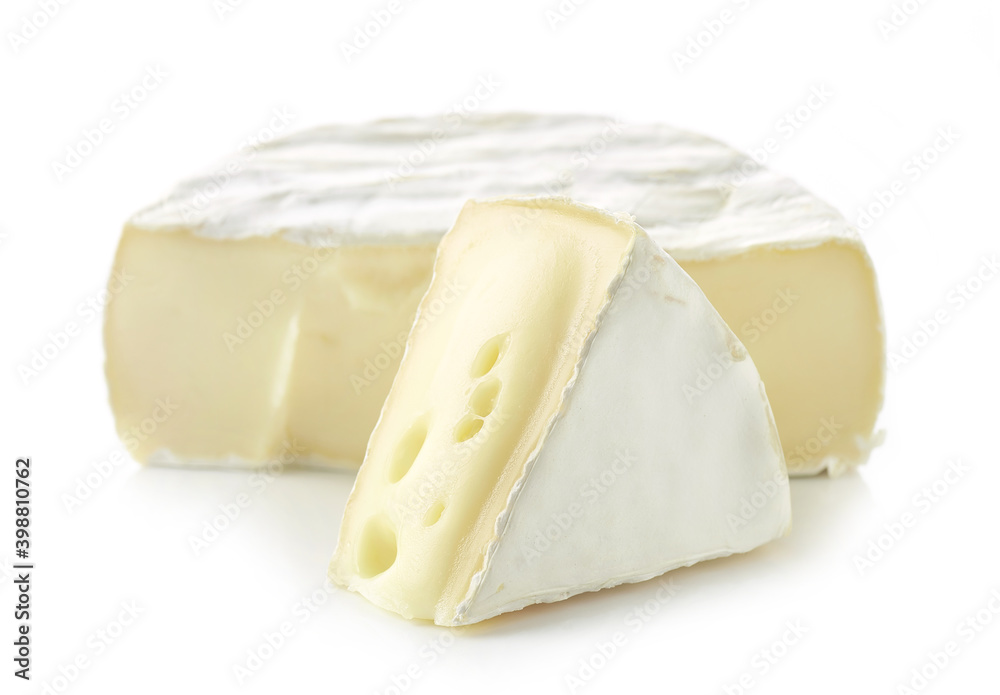 two pieces of fresh brie cheese