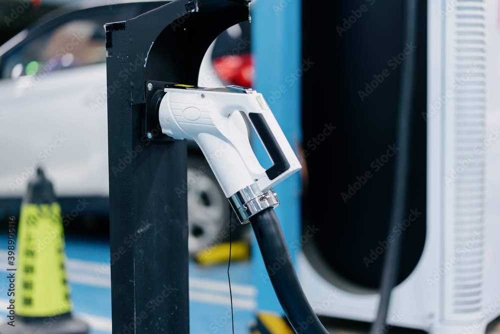 electric car charging in the station