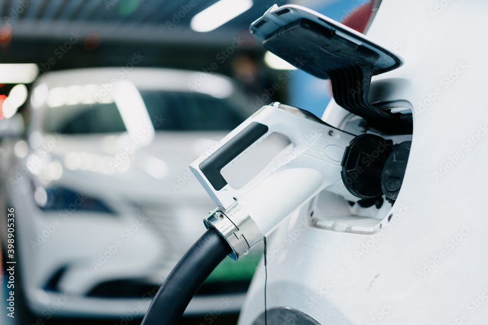 electric car charging in the station