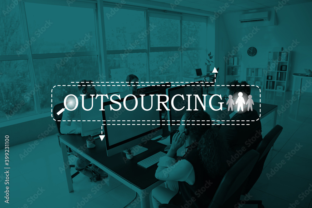 Team of technical support agents working in office. Concept of outsourcing