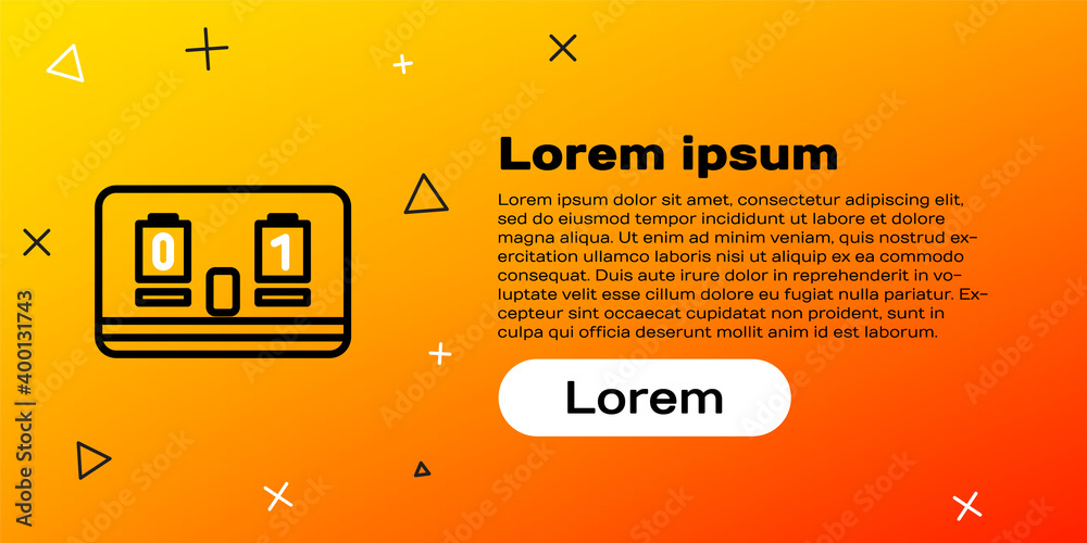 Line Sport曲棍球机械记分板和结果显示图标隔离在黄色背景上。颜色