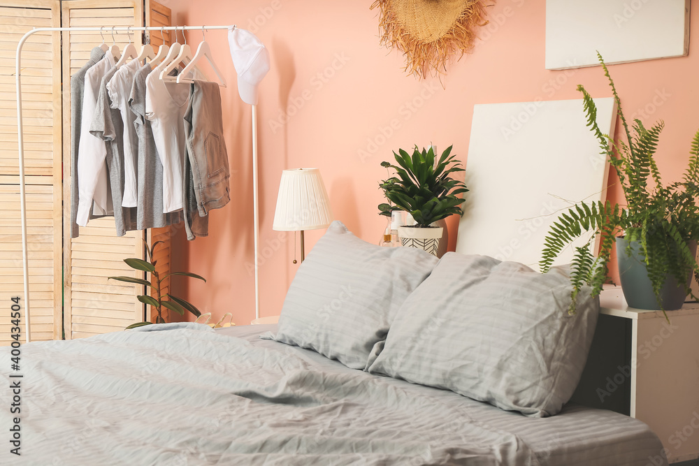 Interior of modern comfortable bedroom