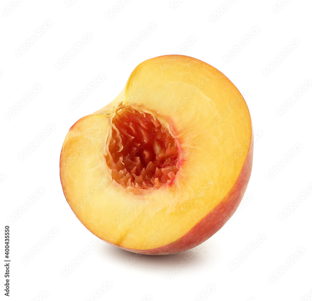 Sweet cut peach on white background