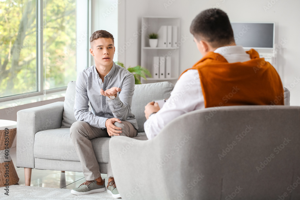 Teenage boy at psychologists office