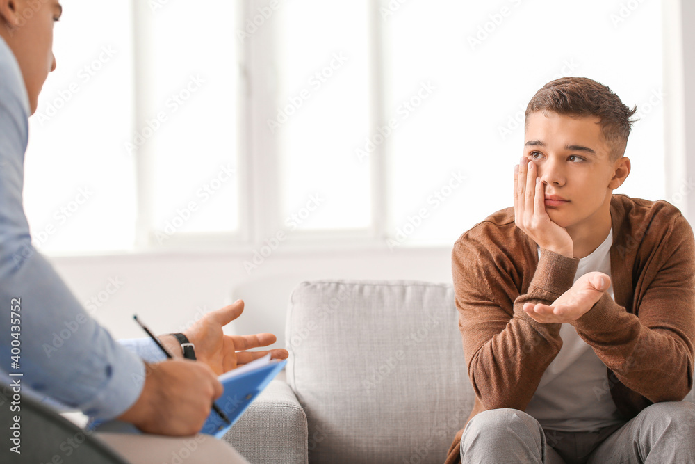 Teenage boy at psychologists office