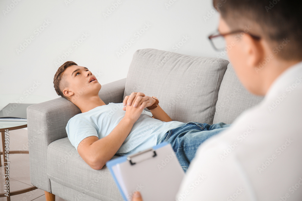 Teenage boy at psychologists office