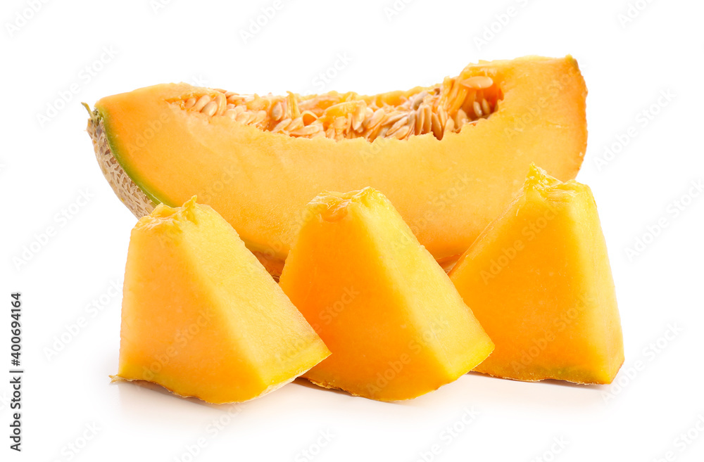 Sweet cut melon on white background