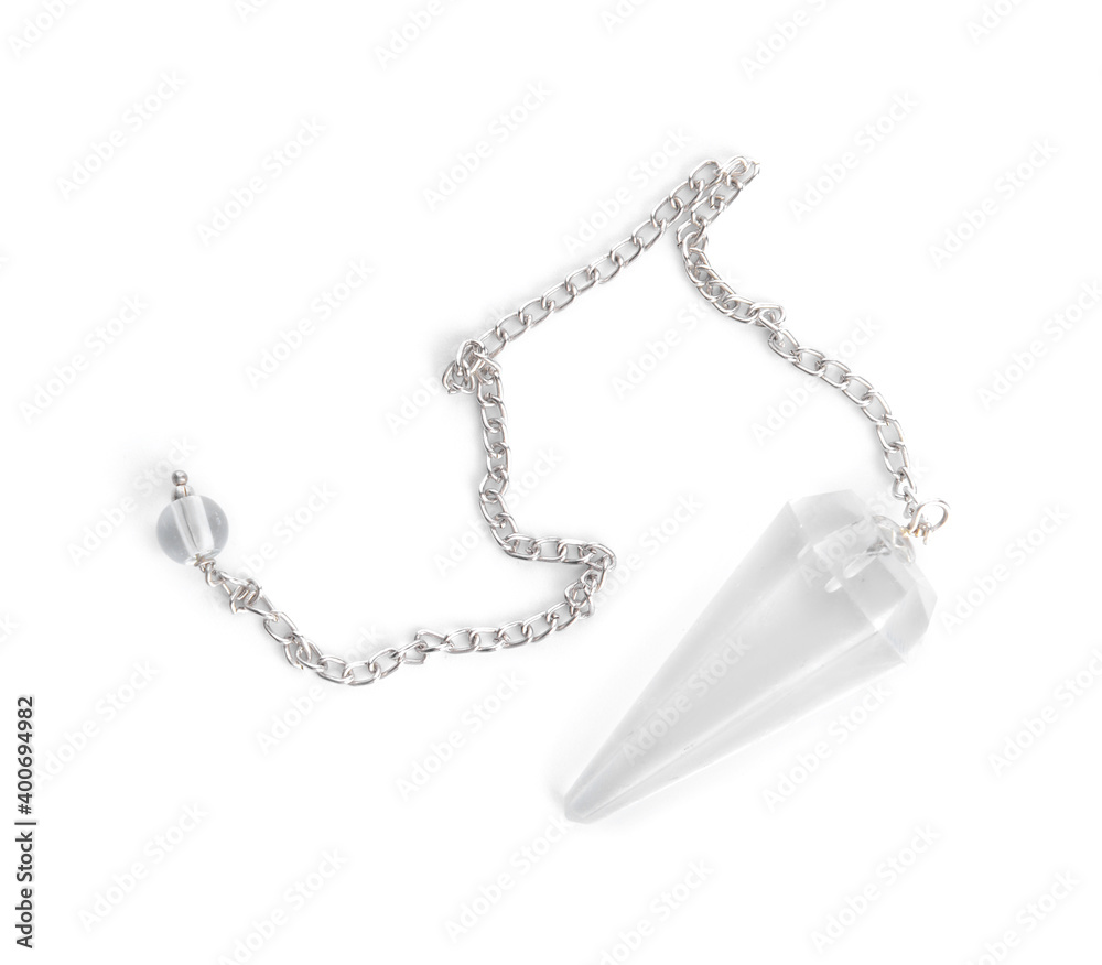 Crystal pendulum on white background