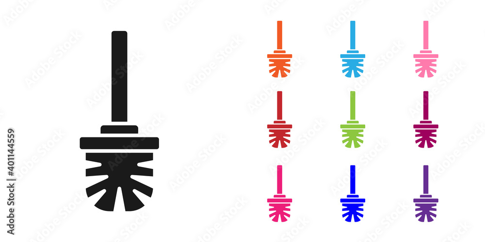 Black Toilet brush icon isolated on white background. Set icons colorful. Vector.