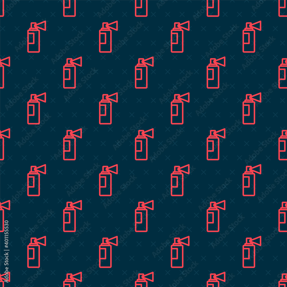 Red line Perfume icon isolated seamless pattern on black background. Vector.