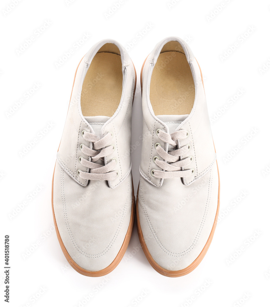 Casual male shoes on white background