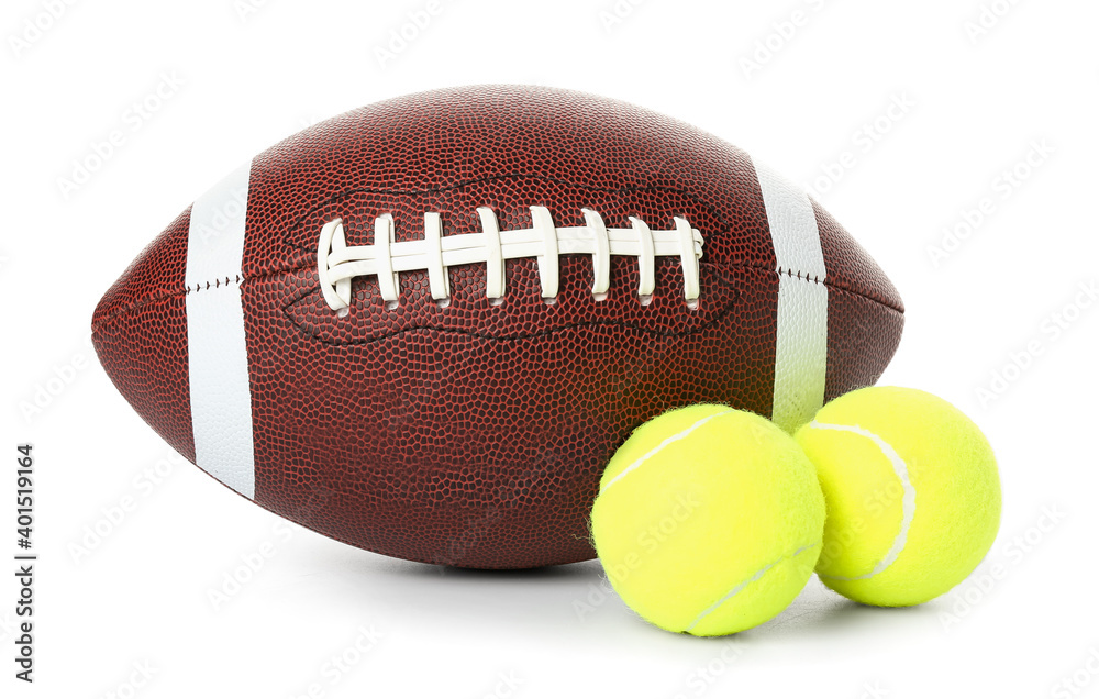 Sports balls on white background