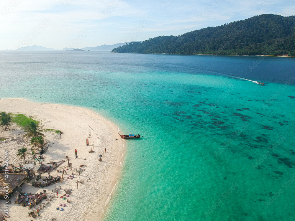 An aerial view over Koh Lipe, Thailand. 