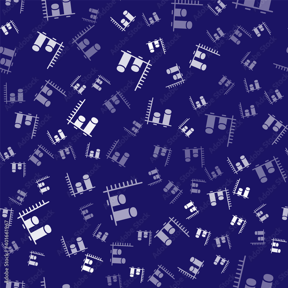 White Data analysis icon isolated seamless pattern on blue background. Vector.