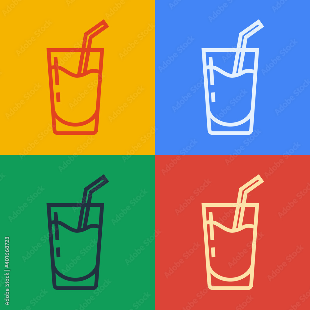 Pop art line Cocktail and alcohol drink icon isolated on color background. Vector.