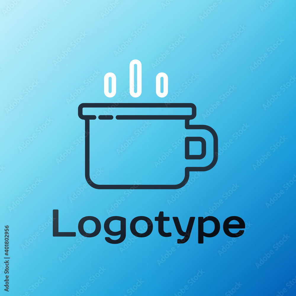 Line Coffee cup icon isolated on blue background. Tea cup. Hot drink coffee. Colorful outline concep