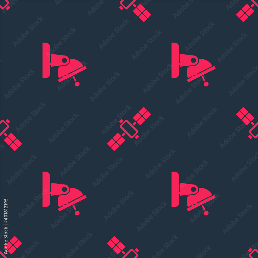 Set Satellite dish and on seamless pattern. Vector.