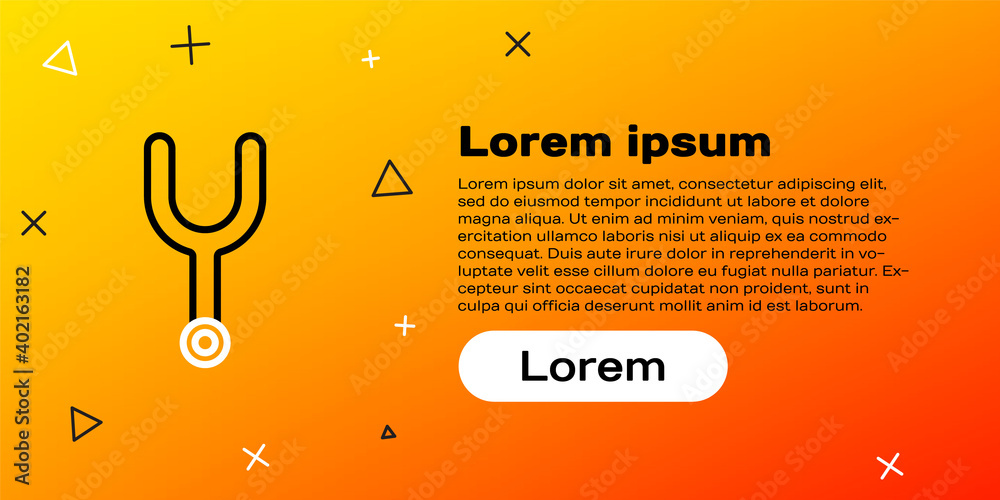 用于调谐乐器的Line音乐音叉图标隔离在黄色背景上。五颜六色