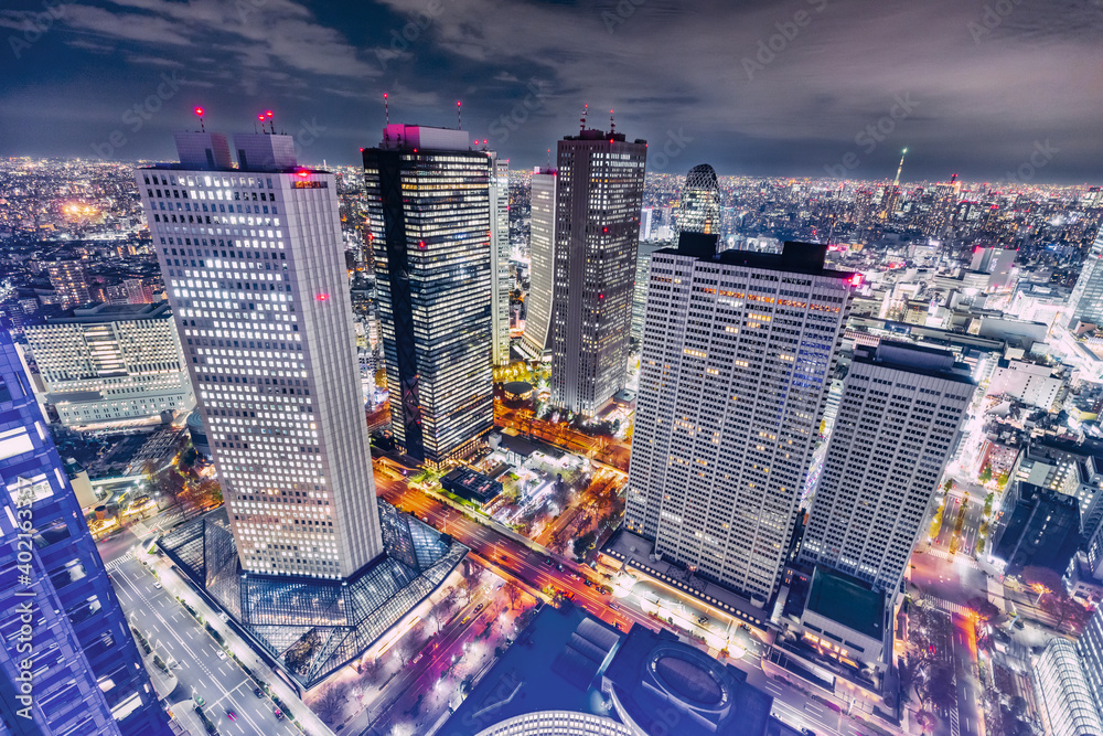 高層ビルが立ち並ぶ新宿の夜景