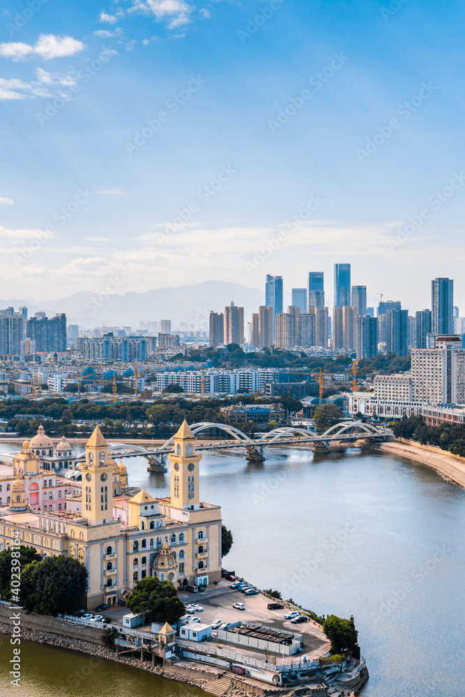 Sunny scenery of Zhongzhou Island, Fuzhou, Fujian, China