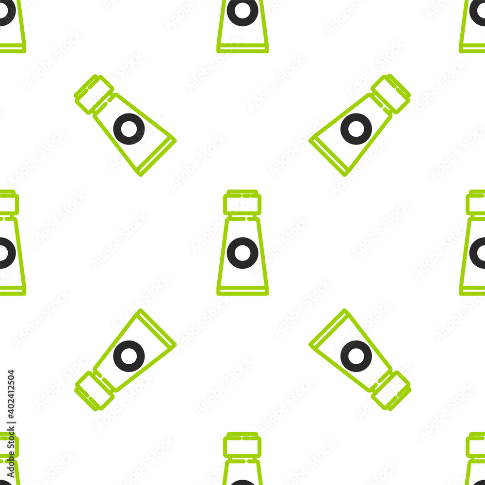 Line Tube with paint palette icon isolated seamless pattern on white background. Vector Illustration