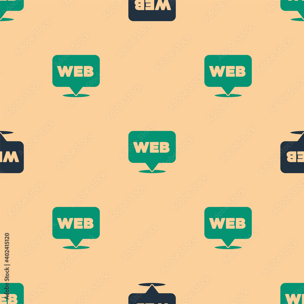 Green and black Web and graphic design icon isolated seamless pattern on beige background. Creative 