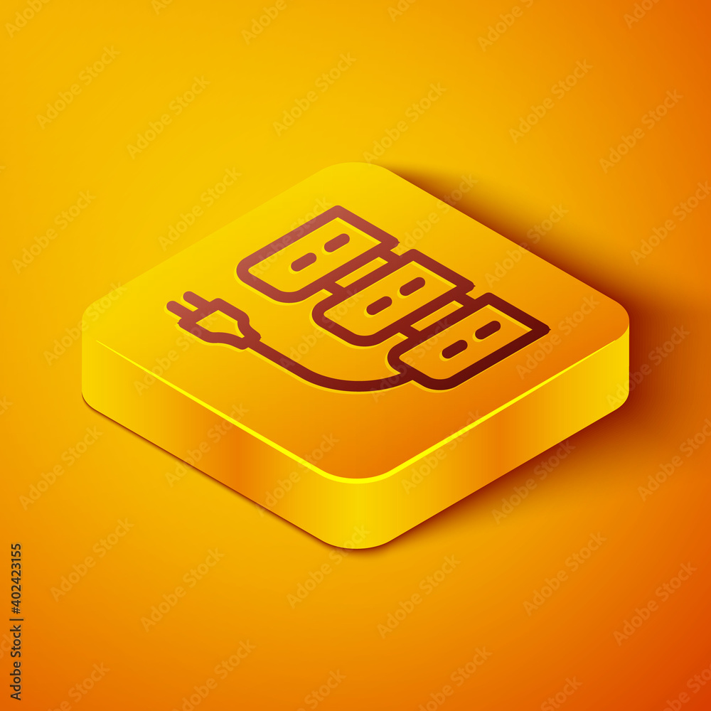 Isometric line Server icon isolated on orange background. Adjusting app, service concept, setting op