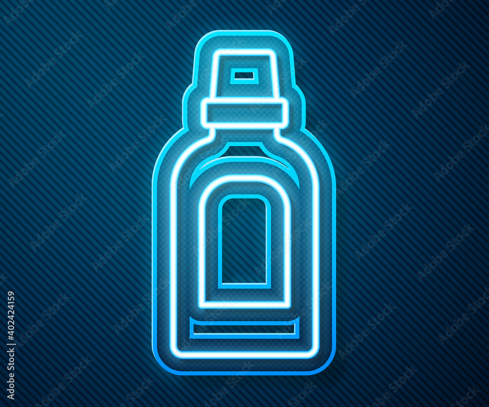 Glowing neon line Plastic bottle for laundry detergent, bleach, dishwashing liquid or another cleani