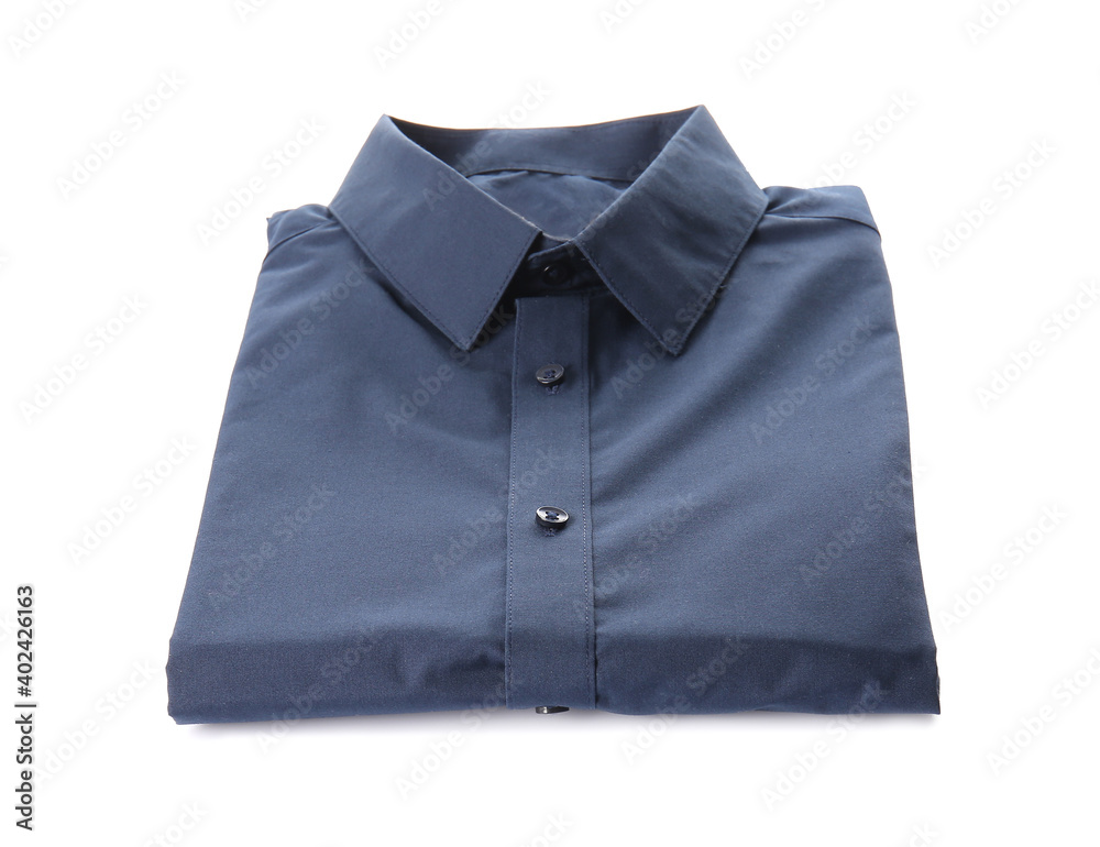 Folded male shirt on white background