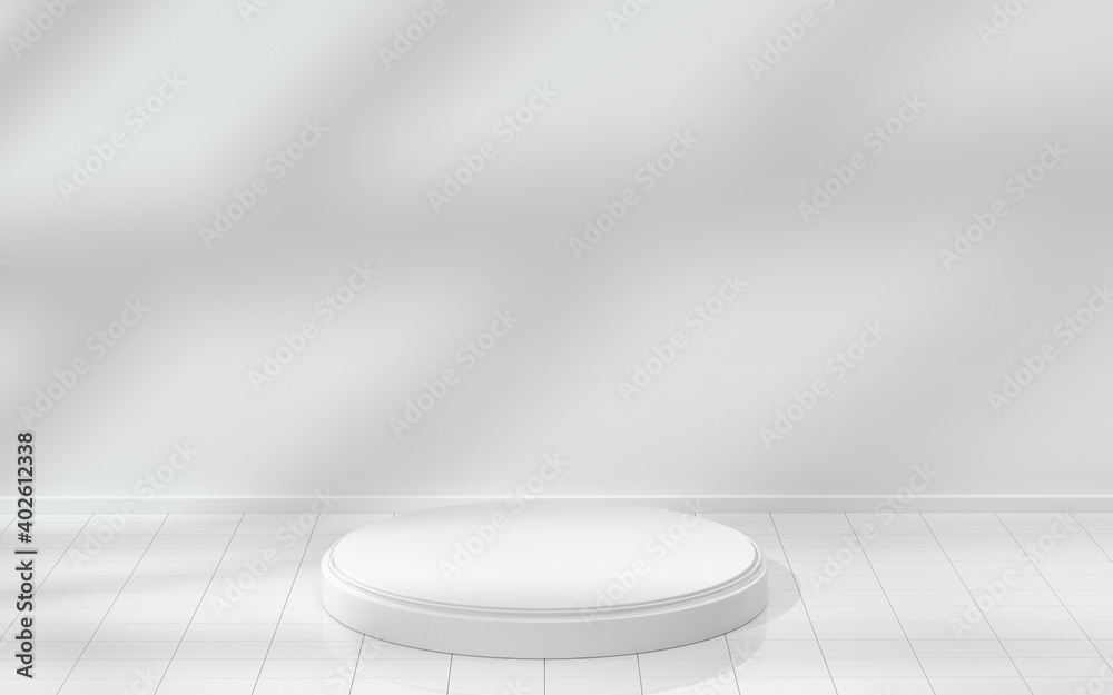 Empty product platform with shadow on the wall, 3d rendering.