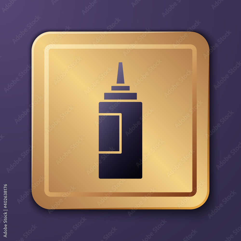 Purple Sauce bottle icon isolated on purple background. Ketchup, mustard and mayonnaise bottles with