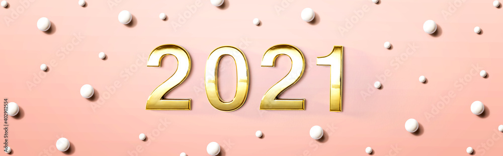 带白色糖果点的2021新年主题-平铺