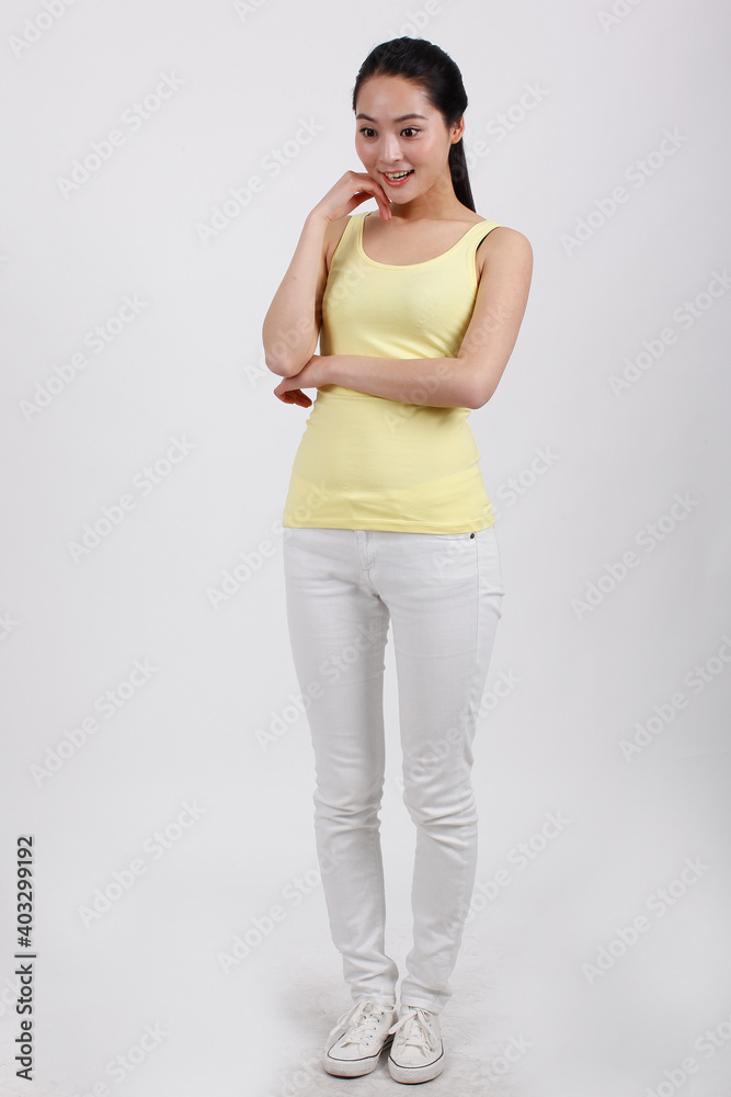 A young beauty lady portrait wearing tracksuit 