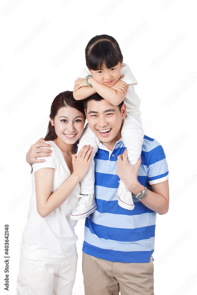 Portrait of a happy family with one child 