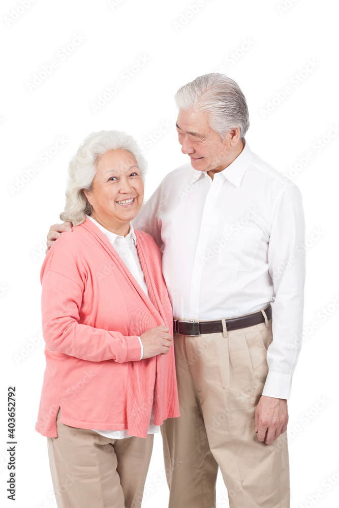 A group photo of a happy old couple