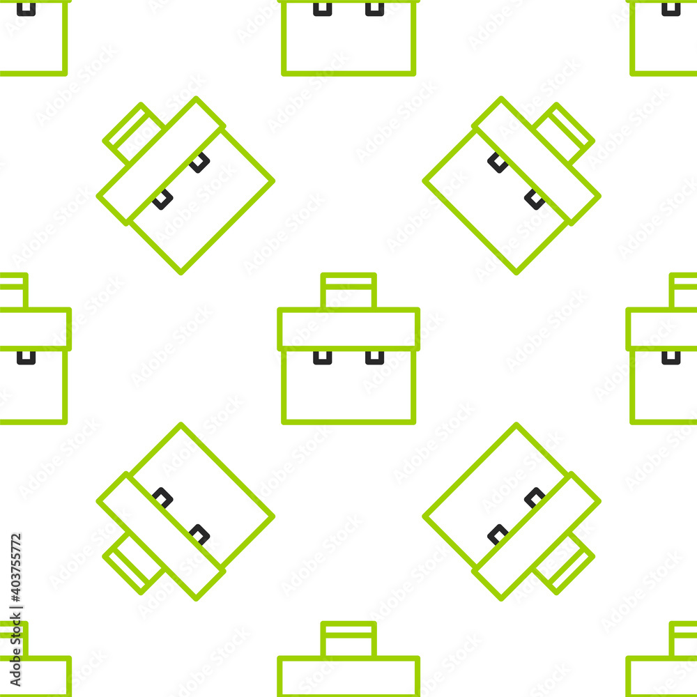 白色背景上的线条公文包图标隔离无缝图案。商业案例标志。商业端口
