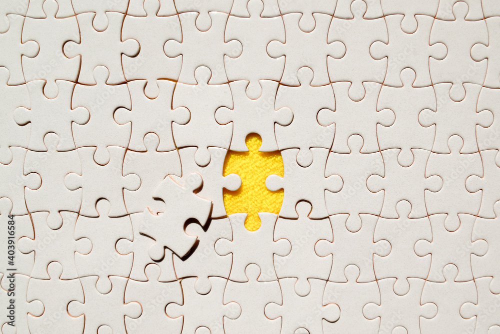 Set puzzle pieces yellow velvet background texture.