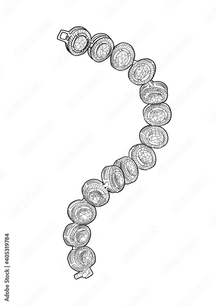 白色背景上美丽手镯的草图