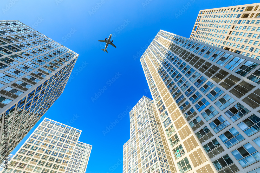 Modern urban commercial architecture scene in Beijing.low angle view.