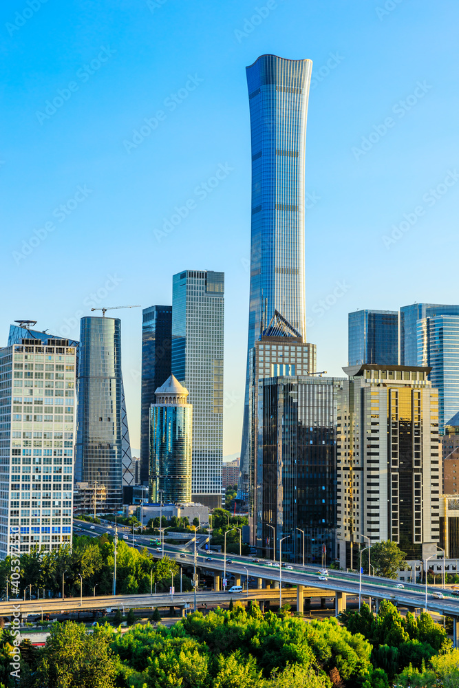 Modern city skyline and buildings in Beijing,China.