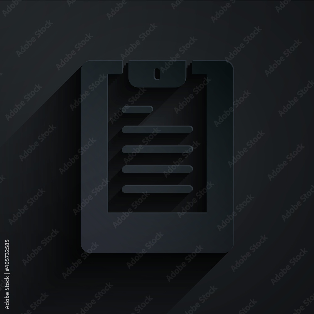 Paper cut Server, Data report icon isolated on black background. Paper art style. Vector.