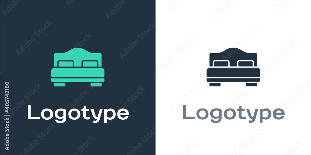 Logotype Hotel room bed icon isolated on white background. Logo design template element. Vector.