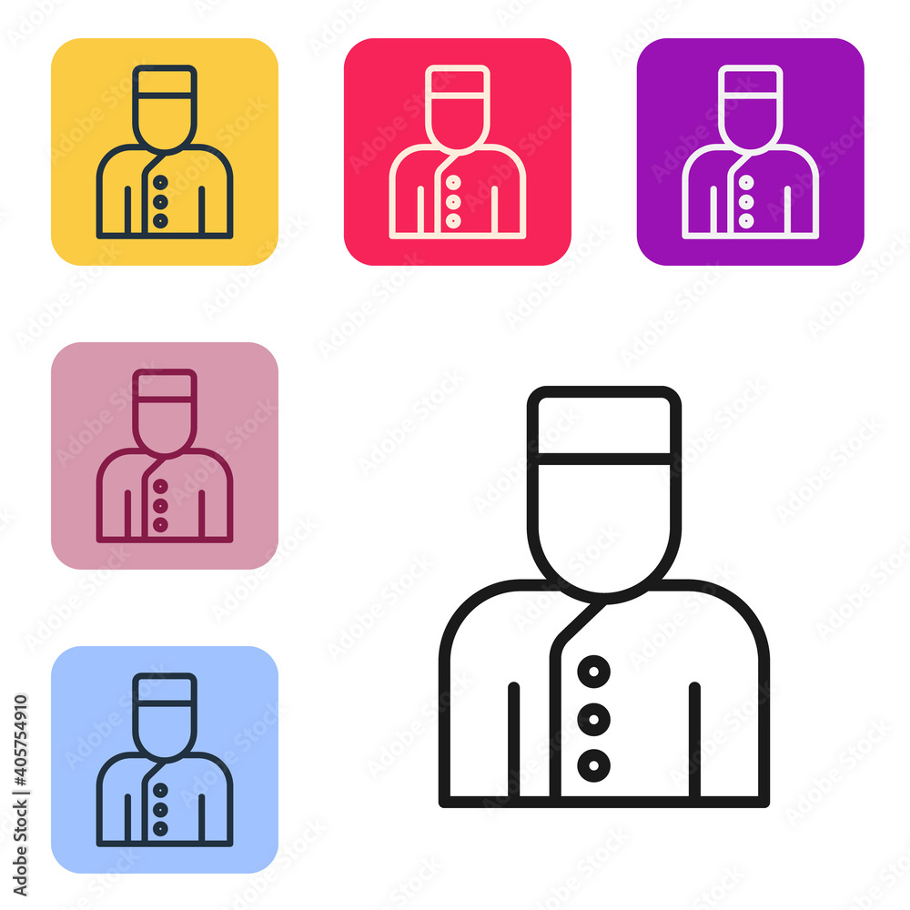 Black line Concierge icon isolated on white background. Set icons in color square buttons. Vector.