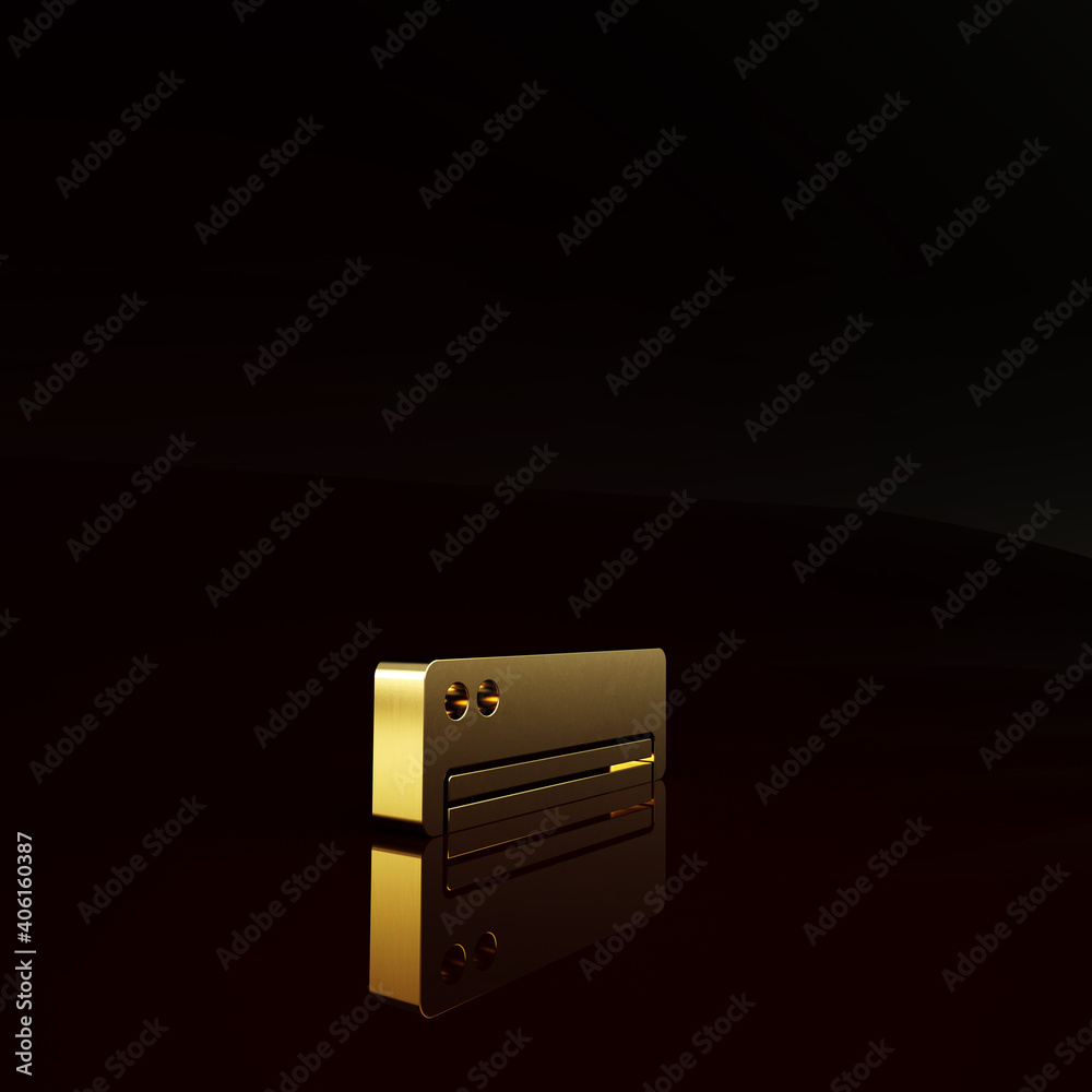 Gold Air conditioner icon isolated on brown background. Split system air conditioning. Cool and cold