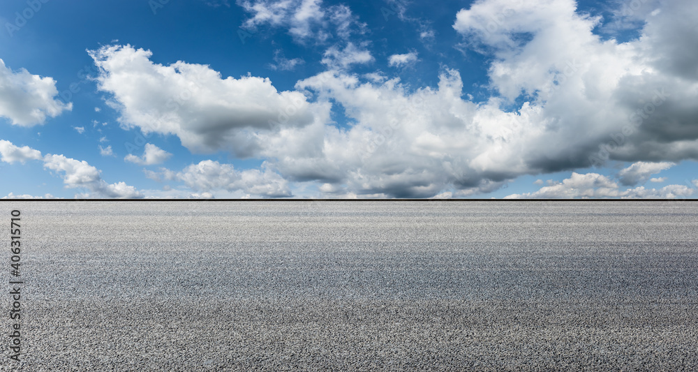 Empty asphalt road and blue sky with white clouds.Road background.