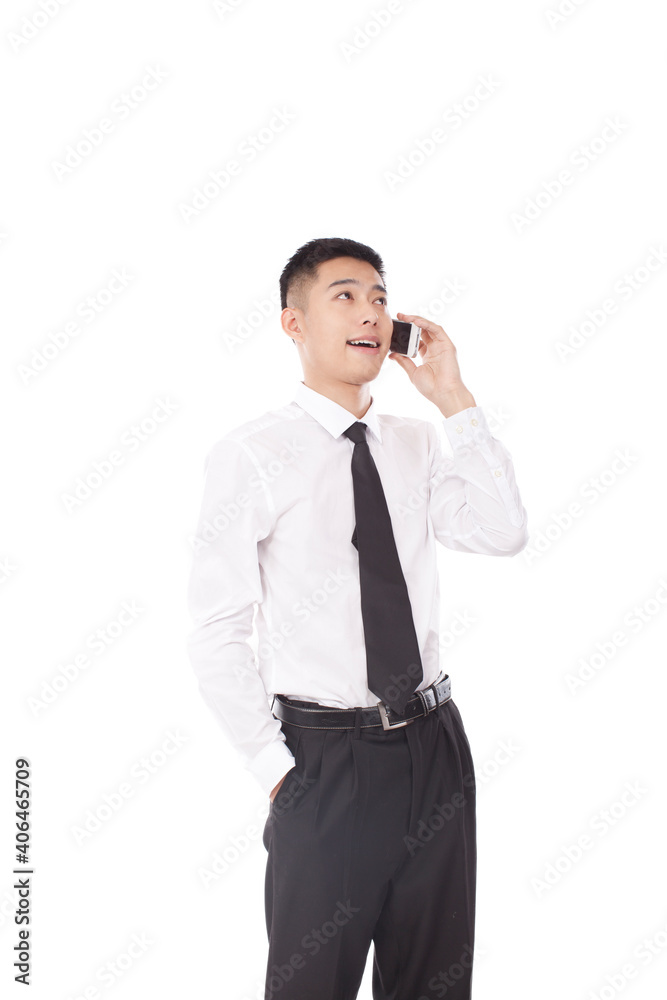 Portrait of young Business man using cell phone