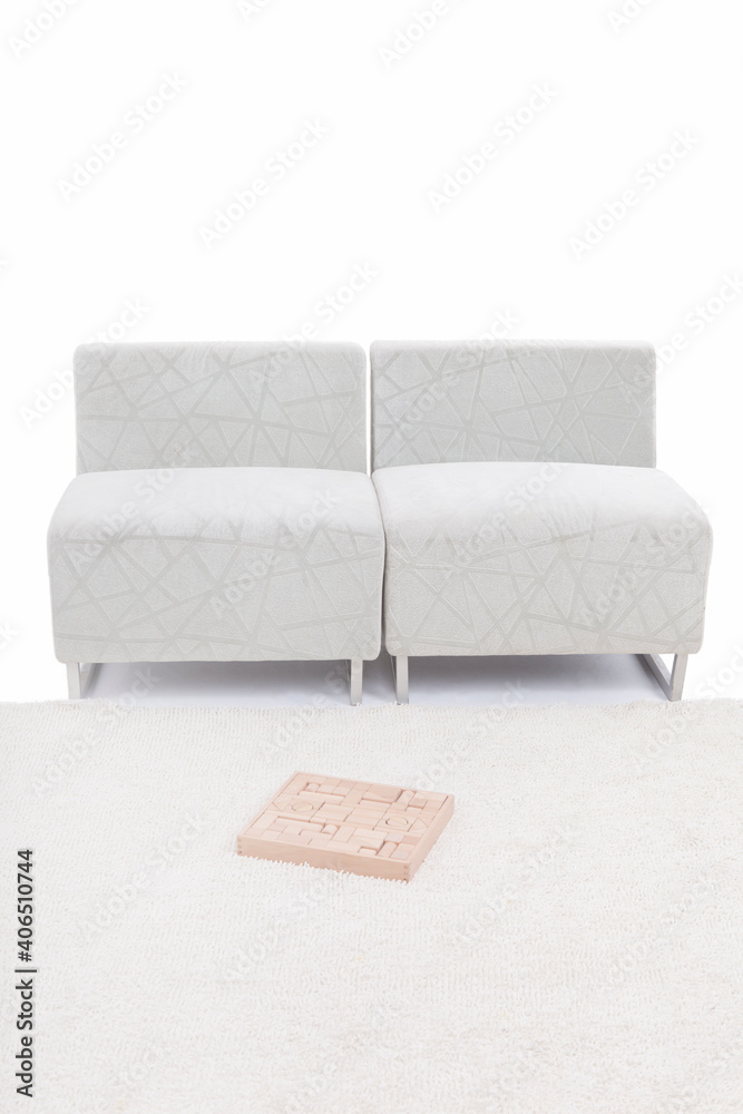 Sofa and carpet building blocks on carpet