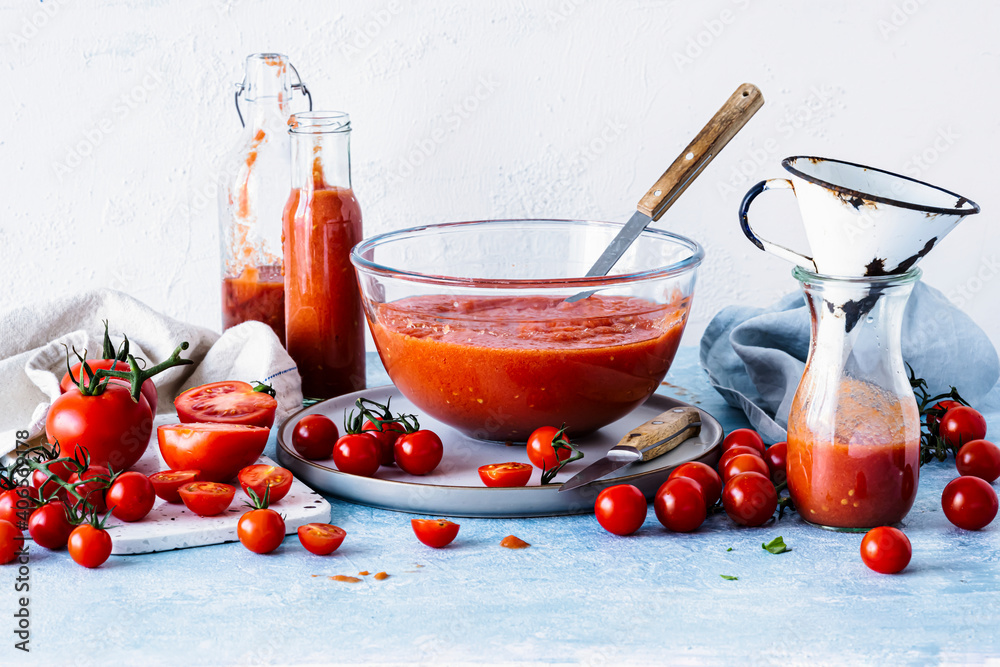 Homemade gazpacho tomato soup food photography