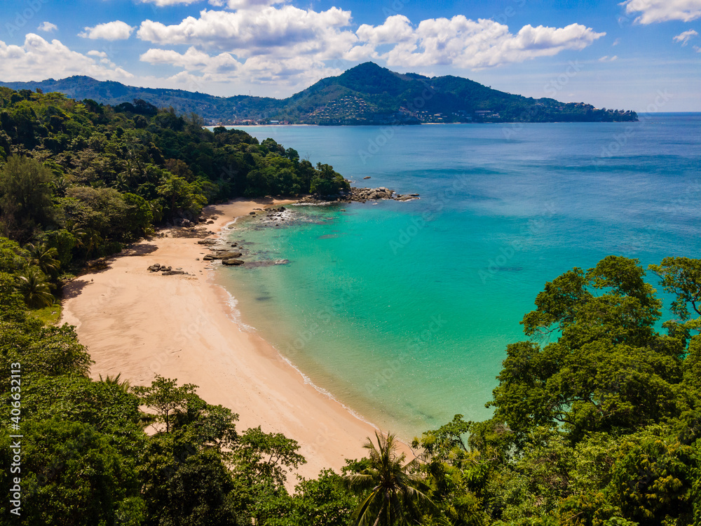 泰国普吉岛莱姆辛海滩海景鸟瞰图