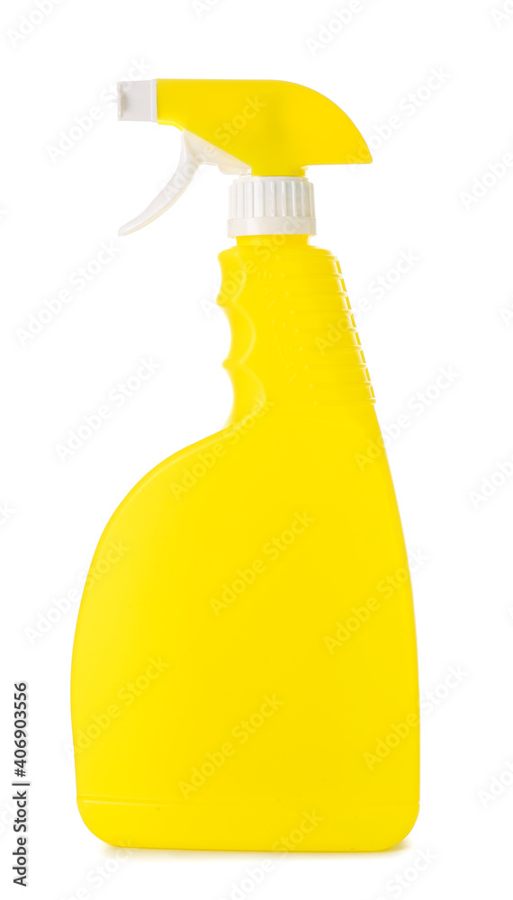 Bottle with detergent on white background